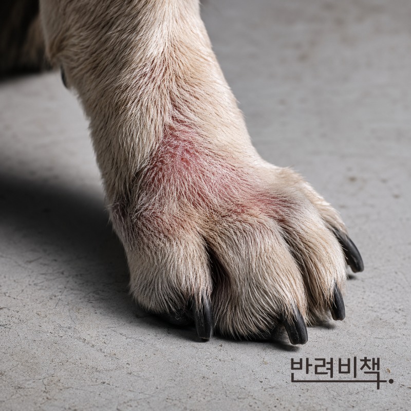 강아지 피부 트러블 각질 붉어짐 클로즈업