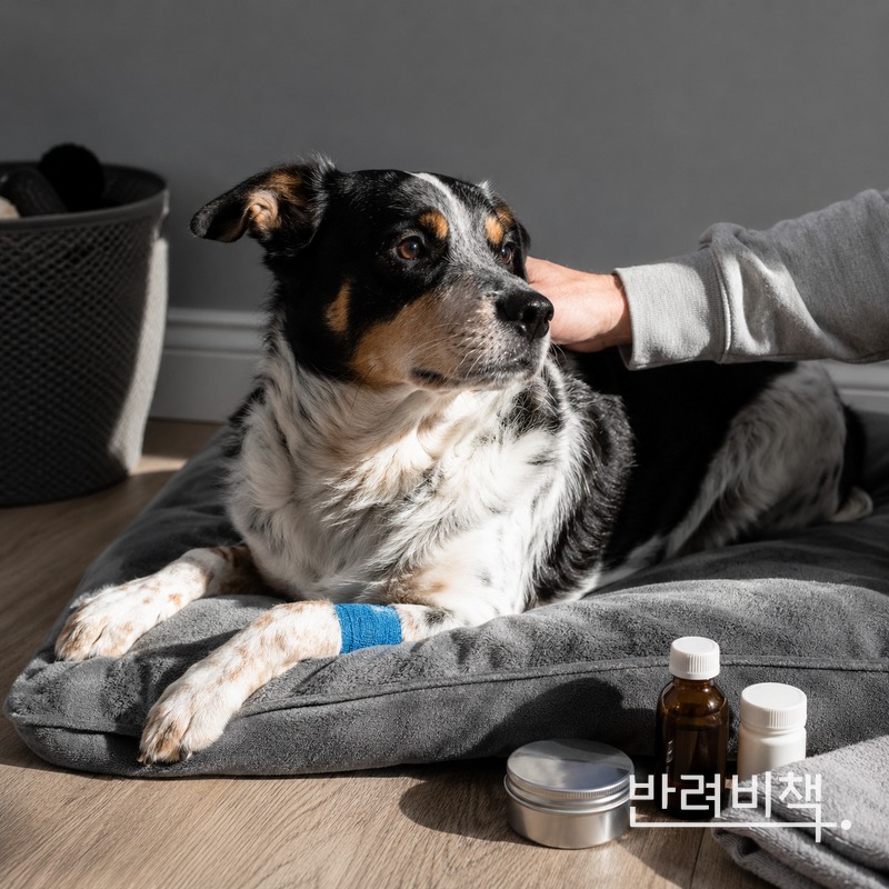 강아지 피부 병원 진료 후 집에서 관리하는 모습