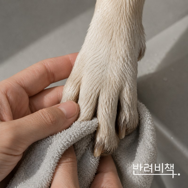 강아지 산책 후 발 씻기기 건조 발 세정 방법