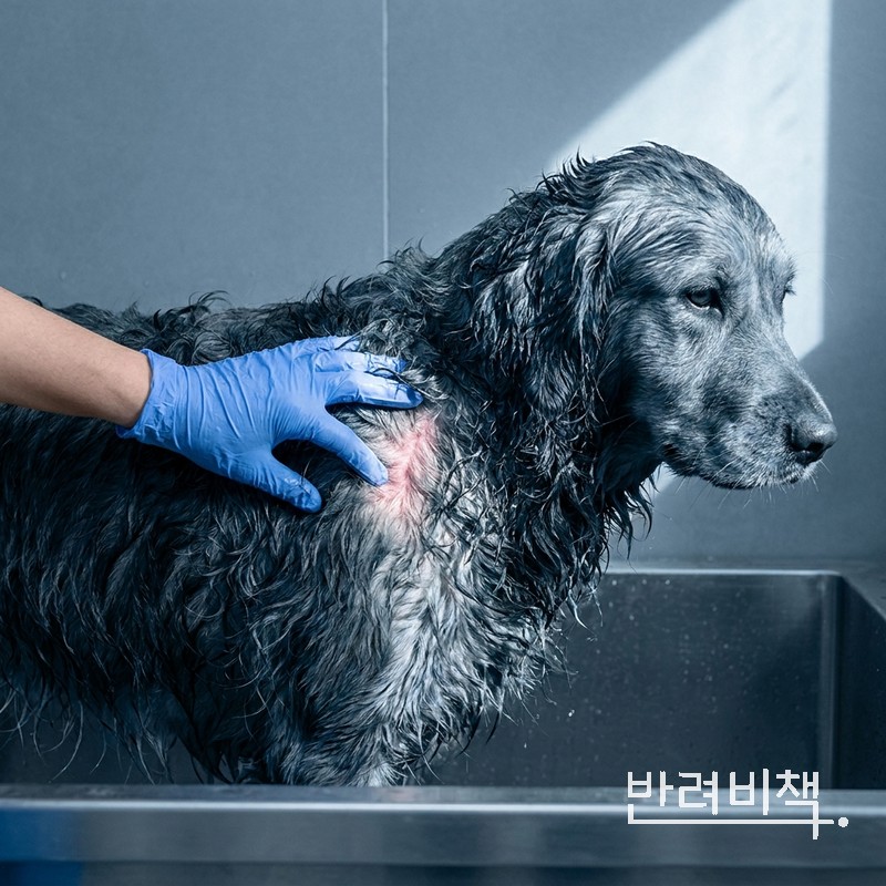 강아지 목욕하며 피부 상태 확인하기 털갈이