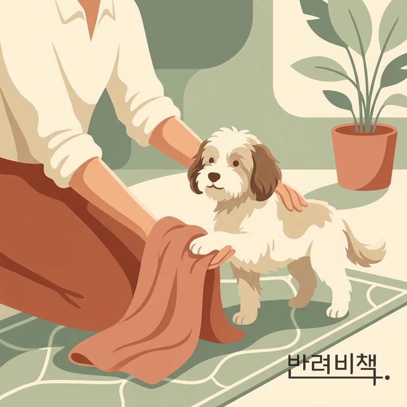 강아지 발 건조 지간염 관리 dog paw towel dry