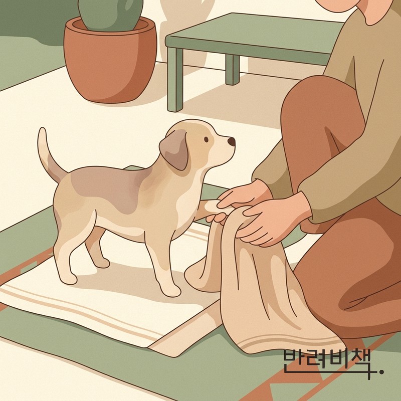 강아지 물놀이 후 발가락 사이 건조
