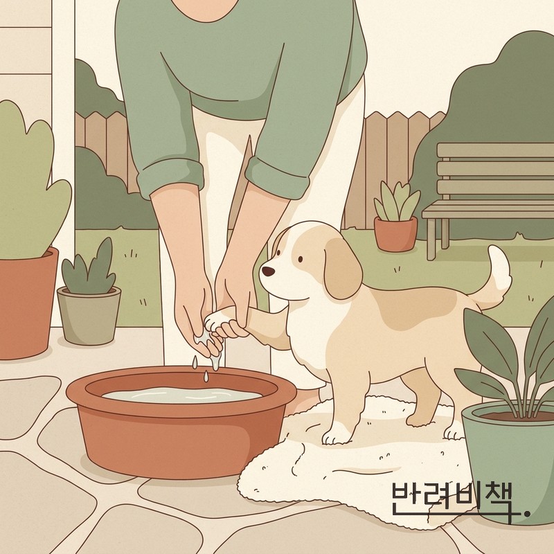진드기 제거 후 강아지 발 세정 관리 dog paw wash after tick removal