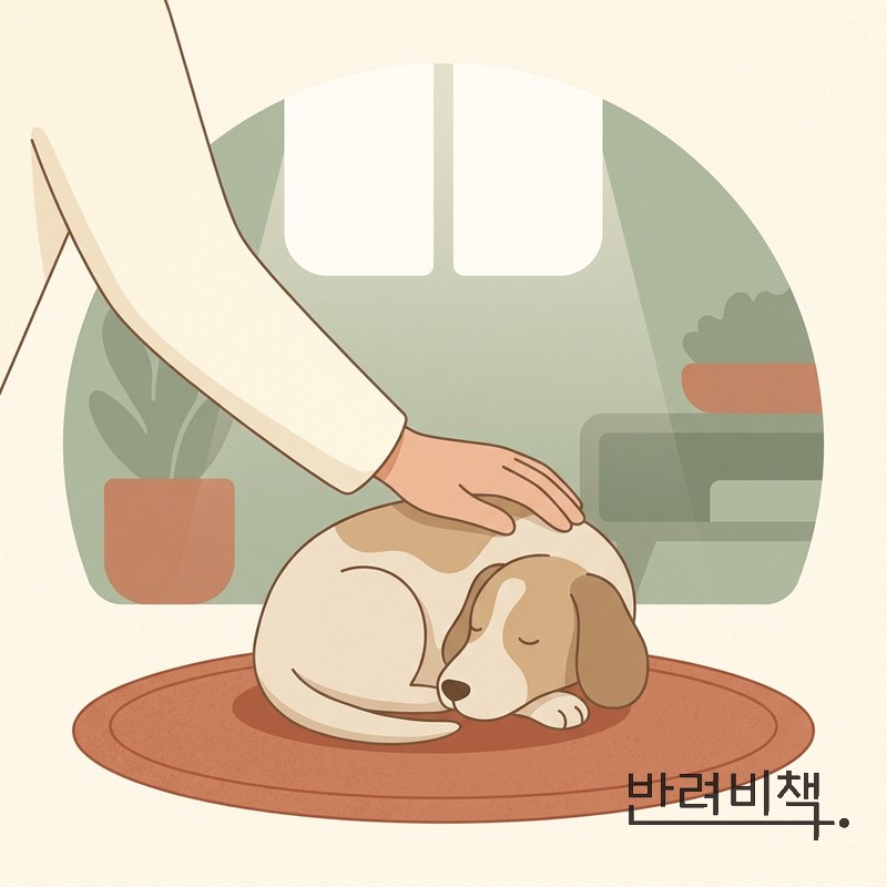강아지를 쓰다듬는 보호자 손 펫뜸바 브랜드 철학
