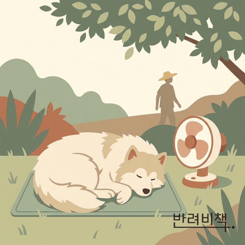 여름 그늘 강아지 이중모 관리 자연 건조